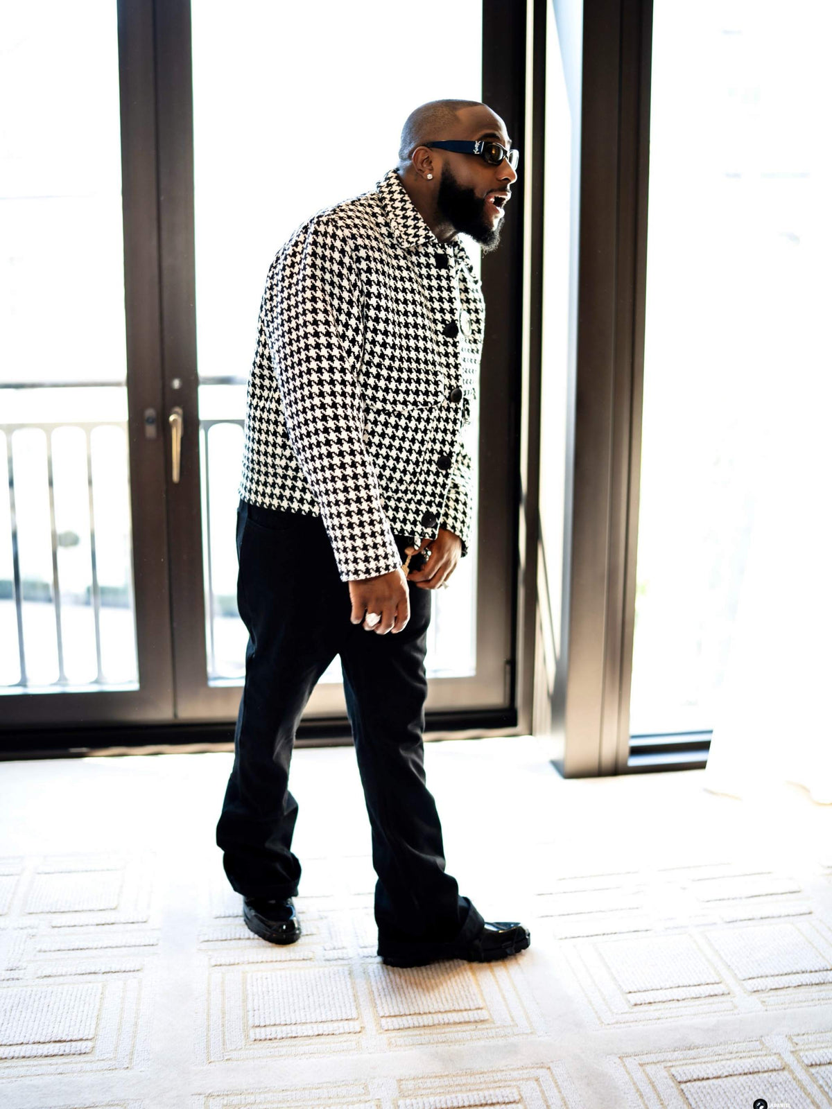 Houndstooth Boxy Fit Jacket