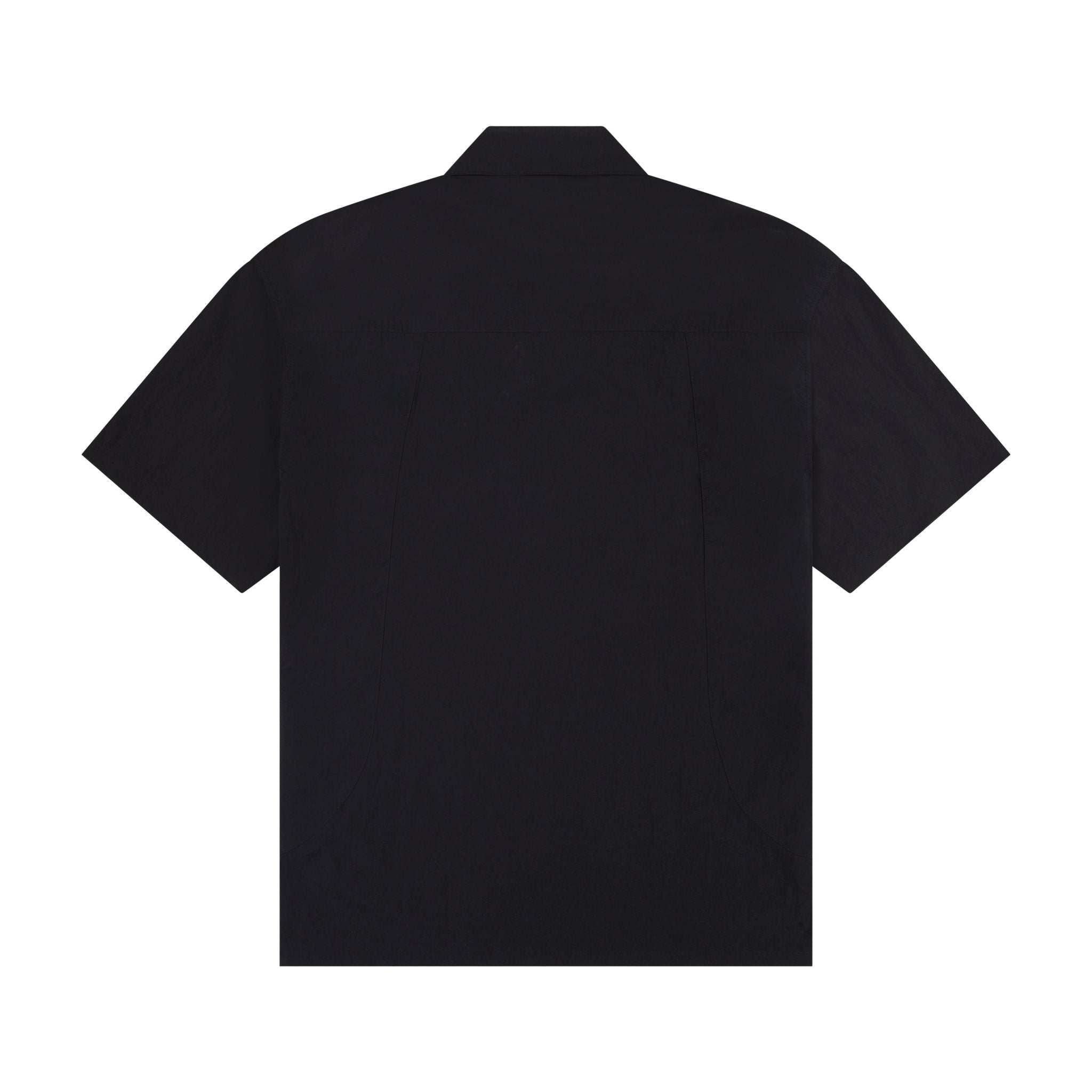 Boone Shirt in white recycled nylon with 3D pleating and glued collar by Saint Perry