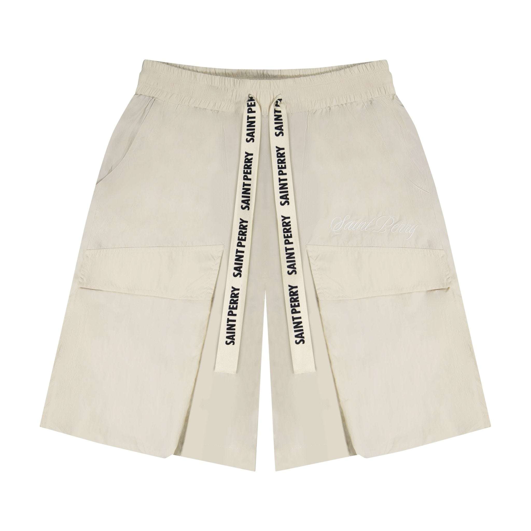 Black Boone Shorts with elastic waistband and cargo pockets by Saint Perry