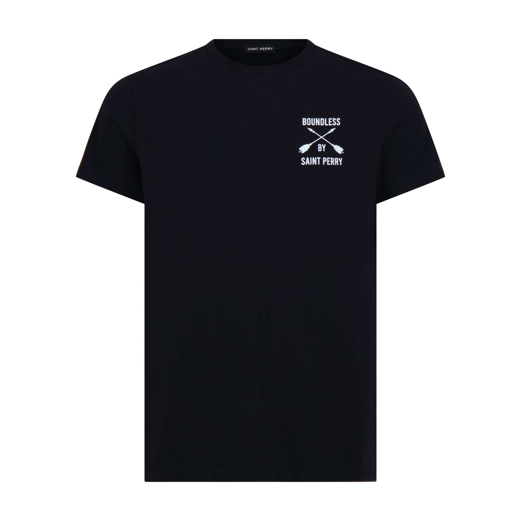 Crewneck M1 Black T-Shirt by Saint Perry with relaxed fit and premium cotton-modal blend fabric