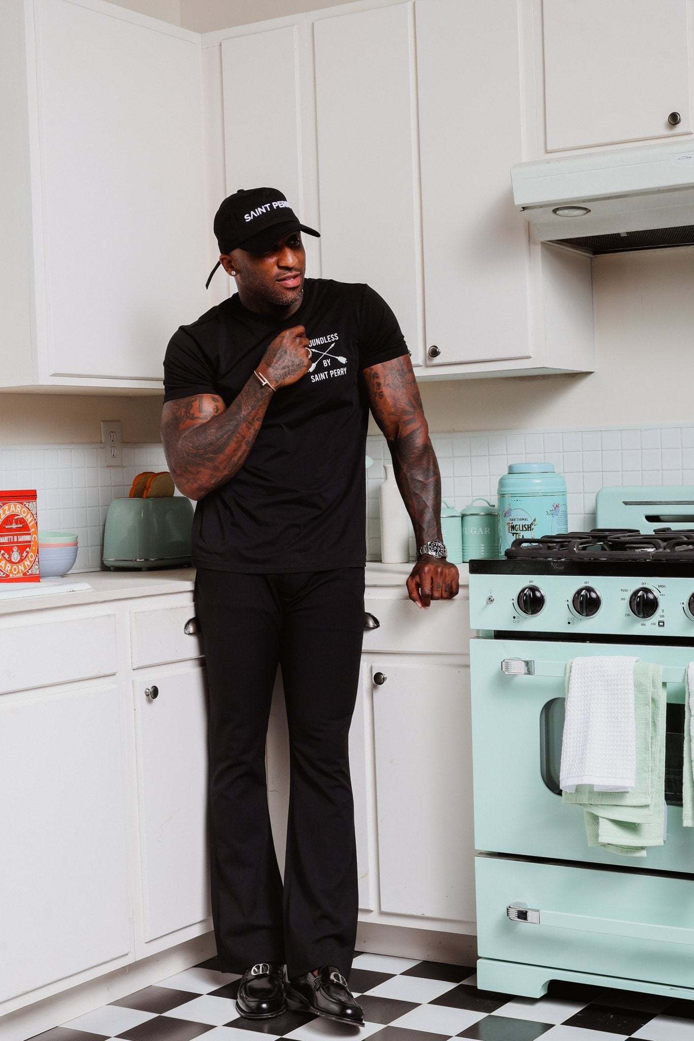 Crewneck M1 Black T-Shirt by Saint Perry with relaxed fit and premium cotton-modal blend