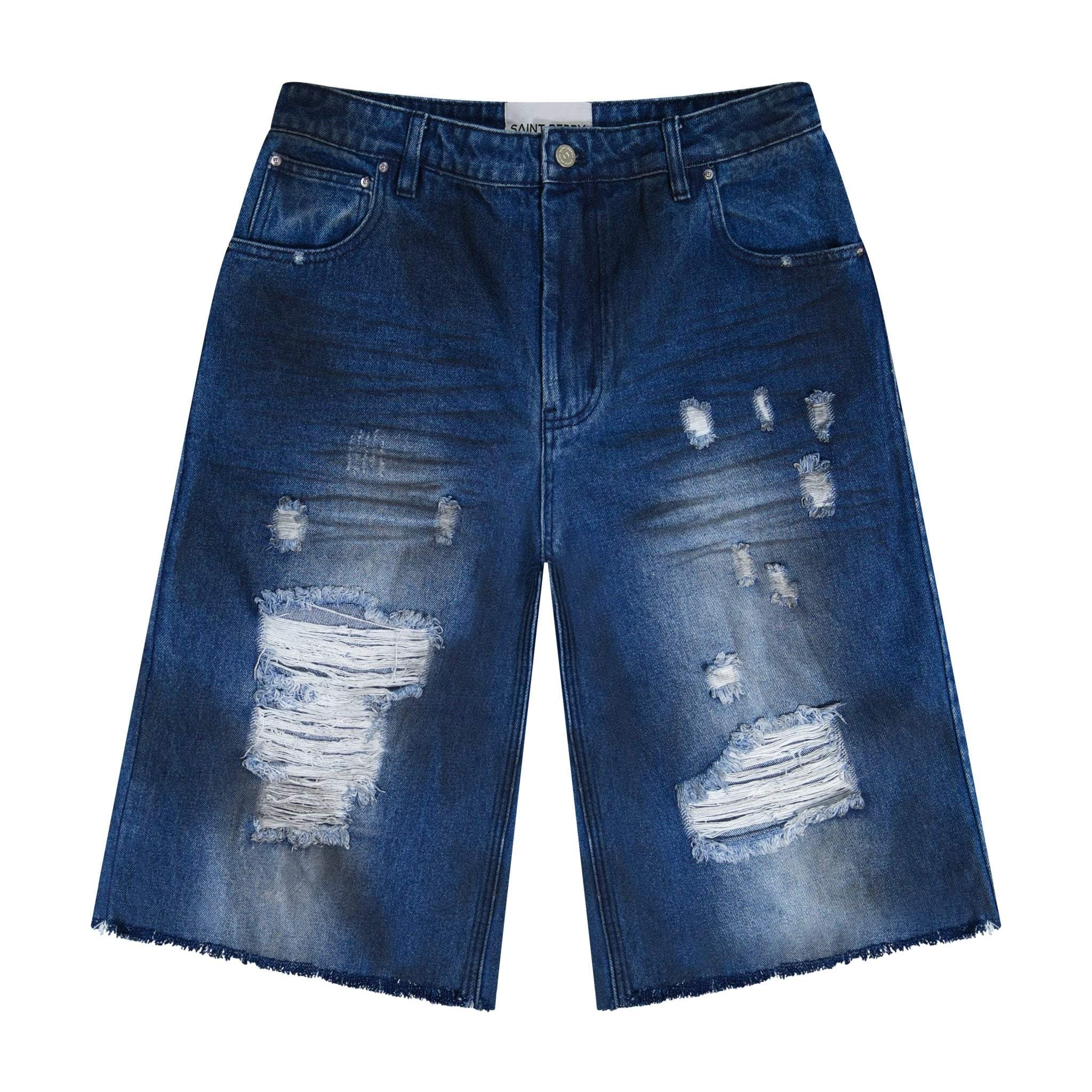 Distressed effect short denim - SAINT PERRY