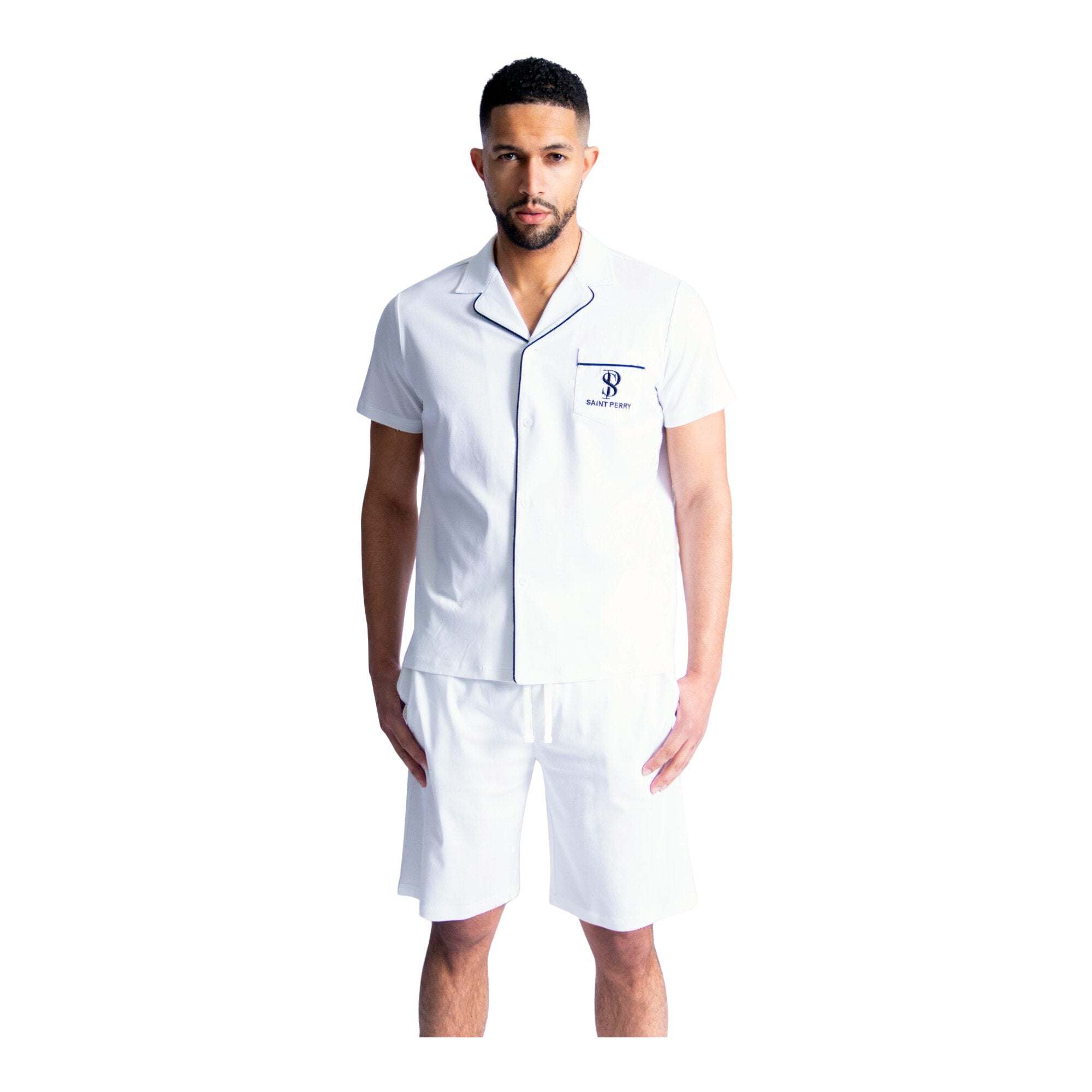Saint Perry Essential Leisurely Set unisex loungewear in black, white, and blue made from soft, breathable TENCEL™ Modal.