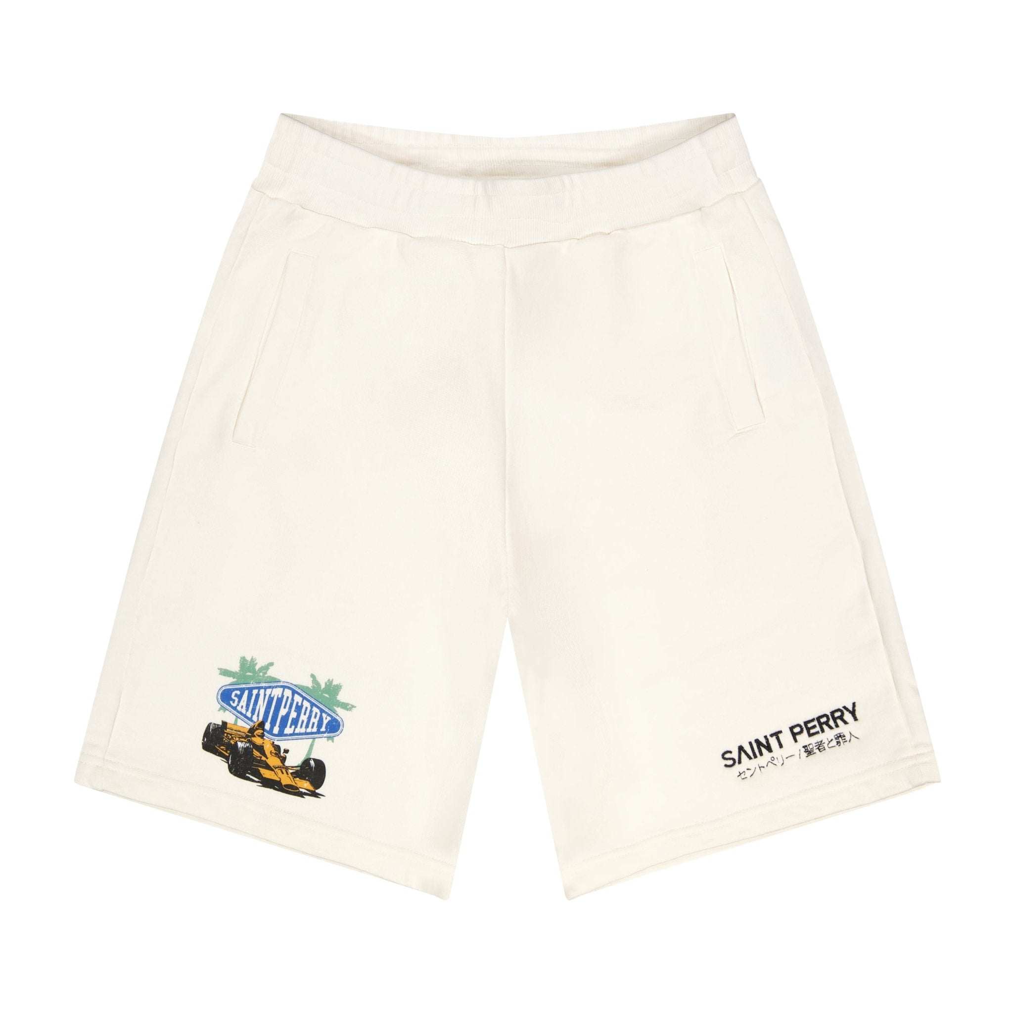 Off-white Fast Car Short made from 100% cotton with three side pockets and relaxed fit for summer comfort