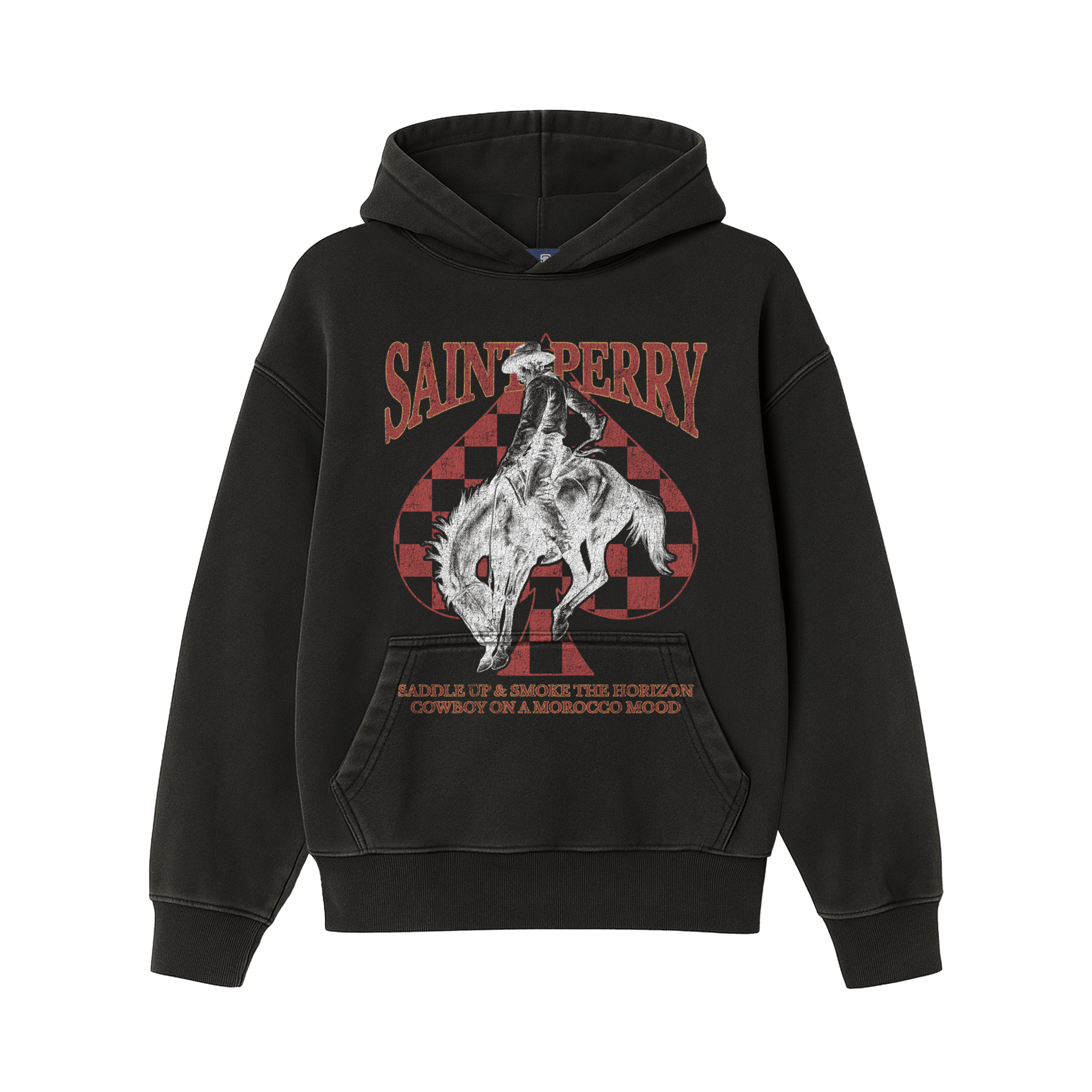 HORIZON RIDER LEATHER CARD CASE HOODIE VTG BLACK - SAINT PERRY