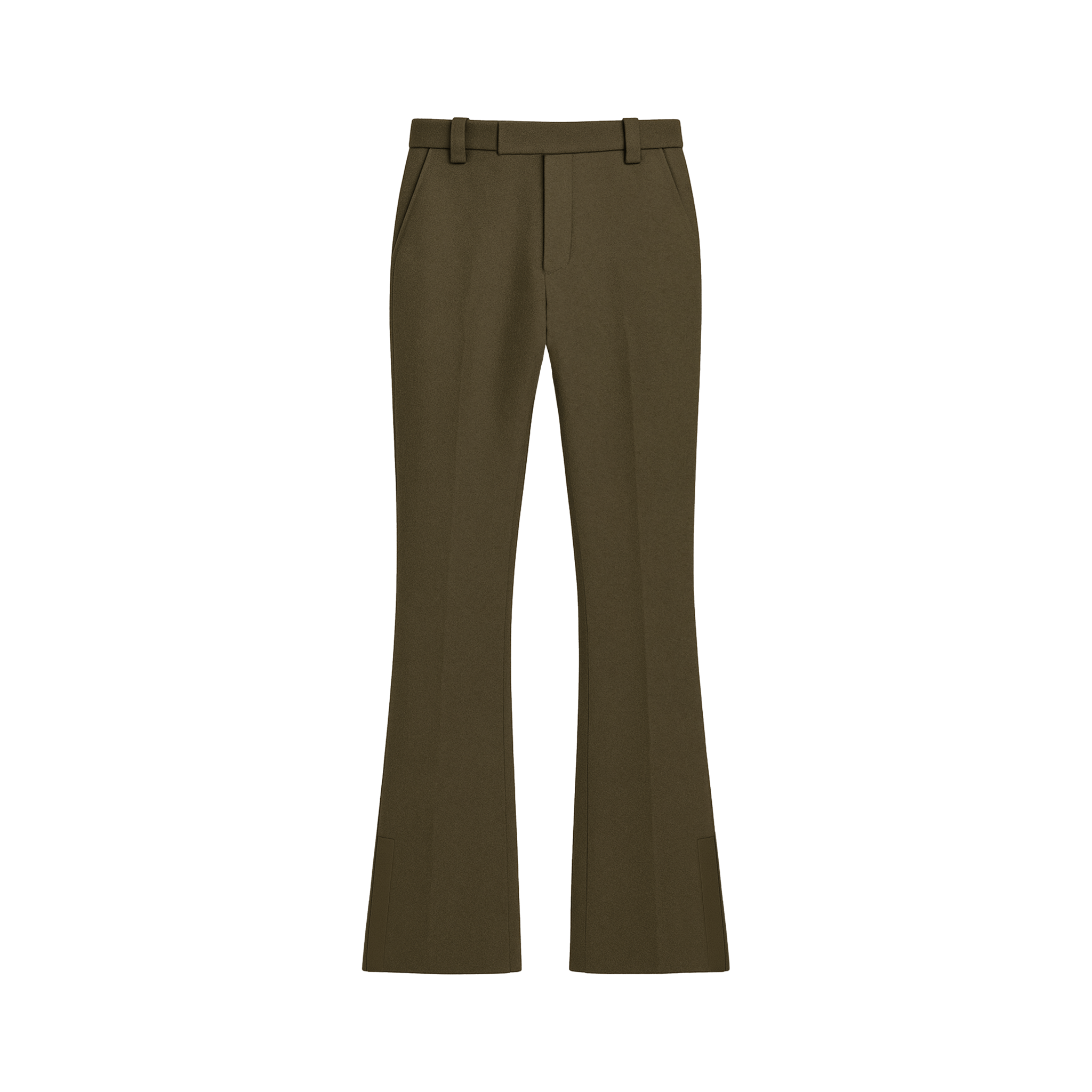Lavrey Tux Flare Green tailored chinos with mid-to-high rise and subtle flare in cotton-blend fabric