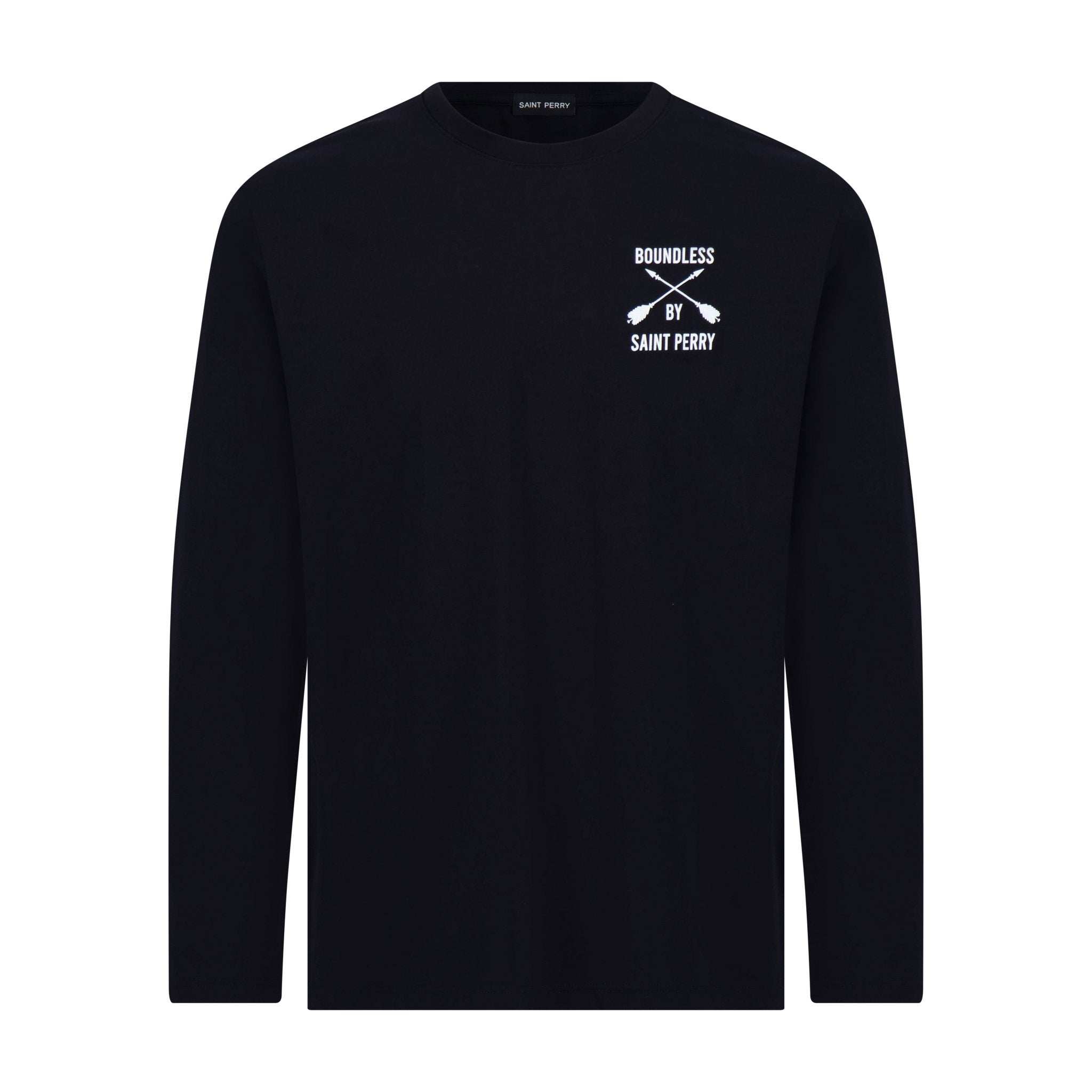 Long Sleeve Crewneck Black T-Shirt - SAINT PERRY