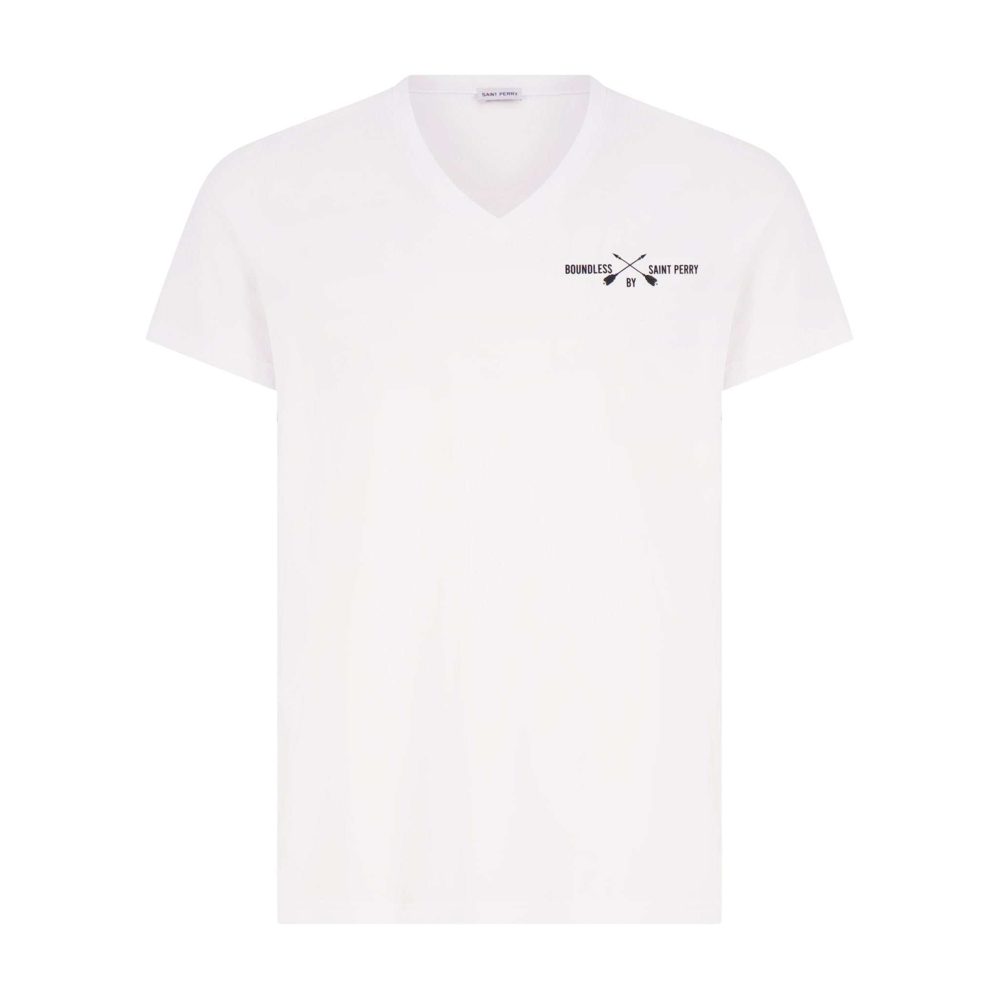 Men's V-Neck White T-Shirt - SAINT PERRY
