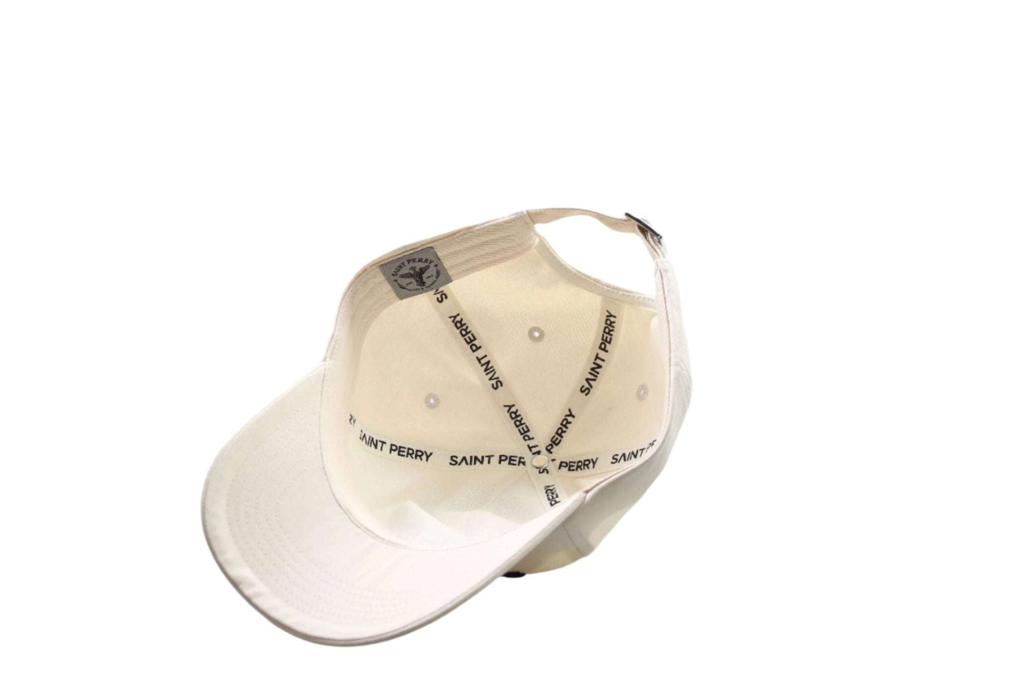 SP Baseball VTG white cotton twill hat with embroidered logo and adjustable strap