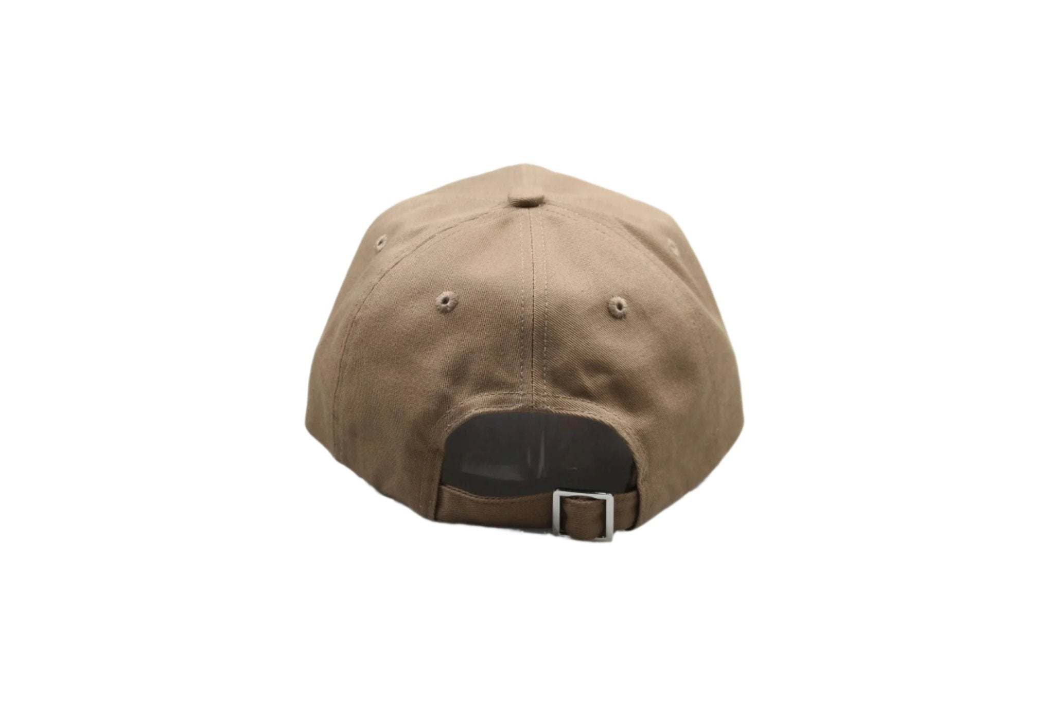 Saint Perry tan baseball hat with embroidered logo and adjustable strap