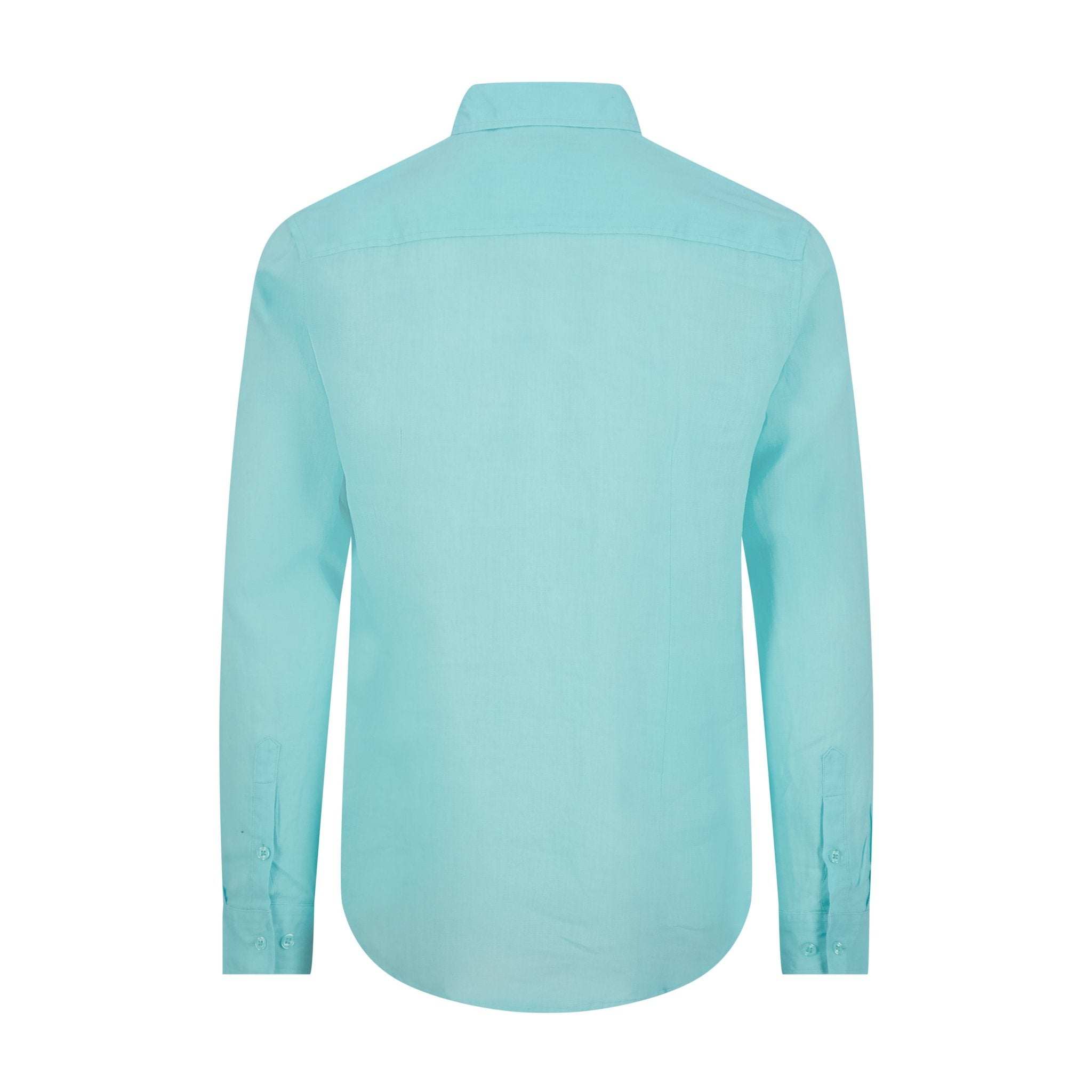 Slim fit linen shirt in light blue with SP logo embroidery and tailored design