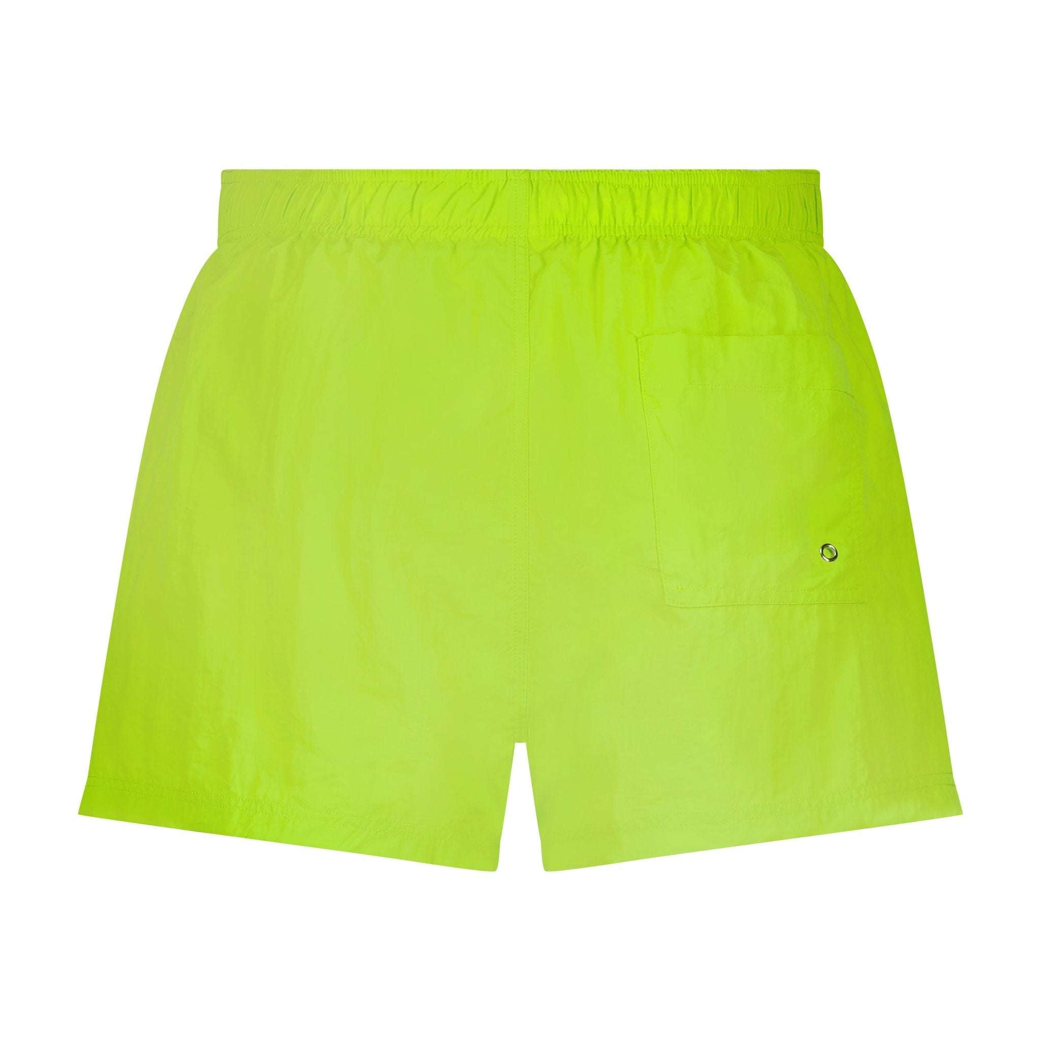 Saint Perry Swim Shorts in black, white, red, and neon green with elasticated waistband and quick-dry polyester fabric