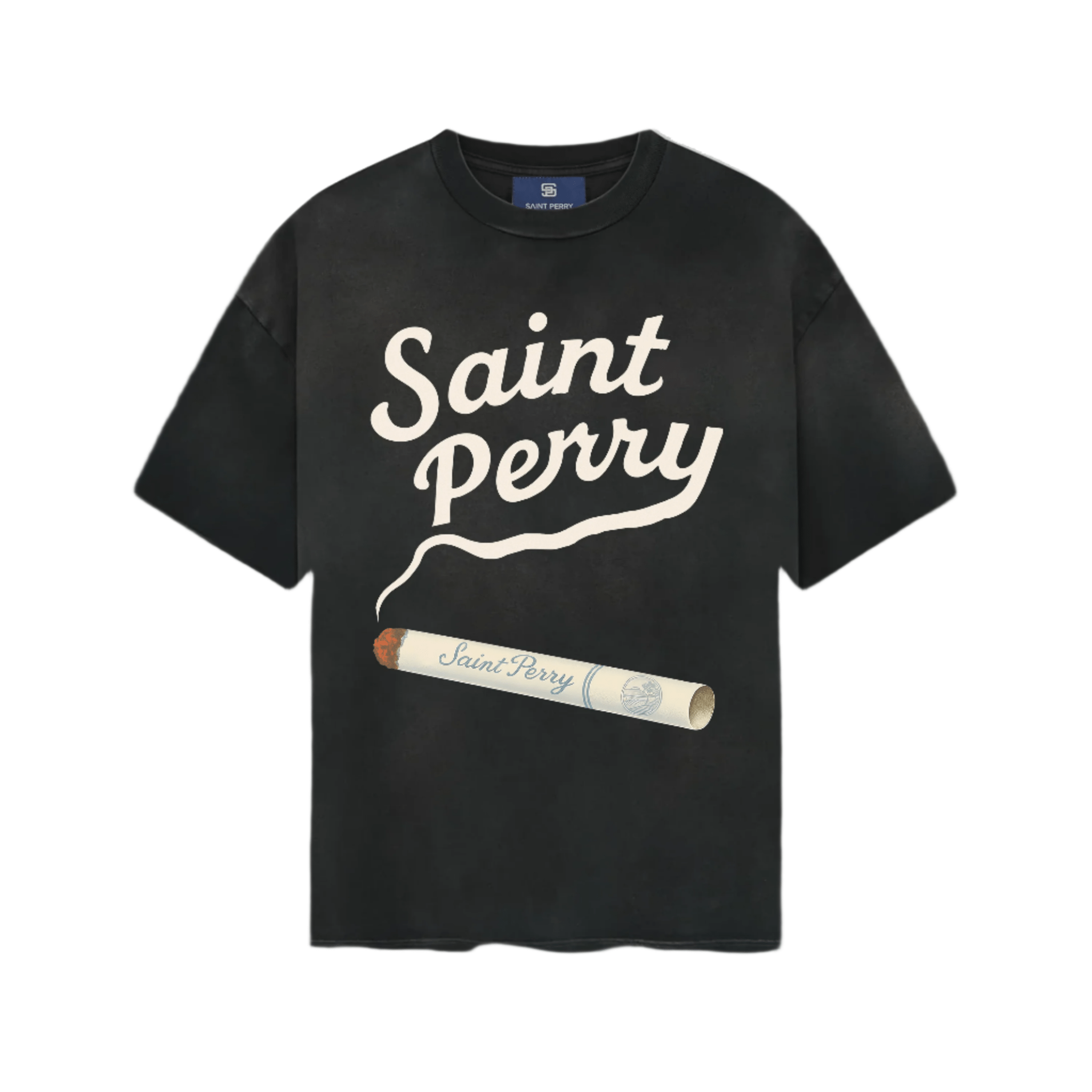 Saint Perry oversized black T-shirt with bold "THE WEIGHT" front print made of 100% double jersey cotton