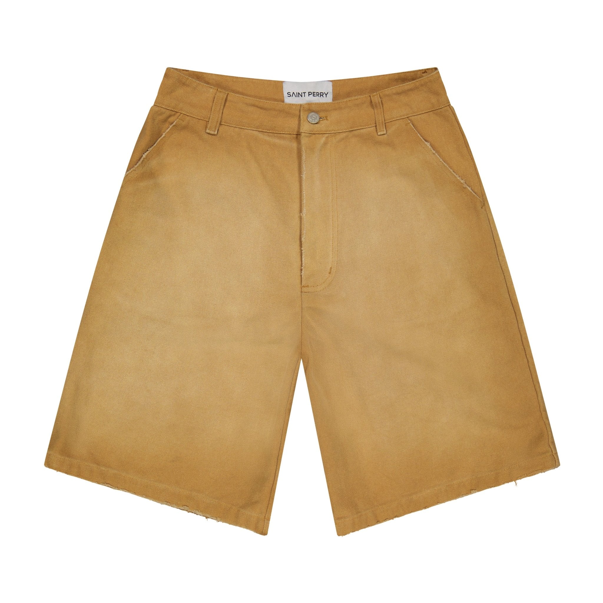 Worn Bull Denim Short in vintage garment-dyed cotton with relaxed mid-rise fit and Saint Perry logo patch