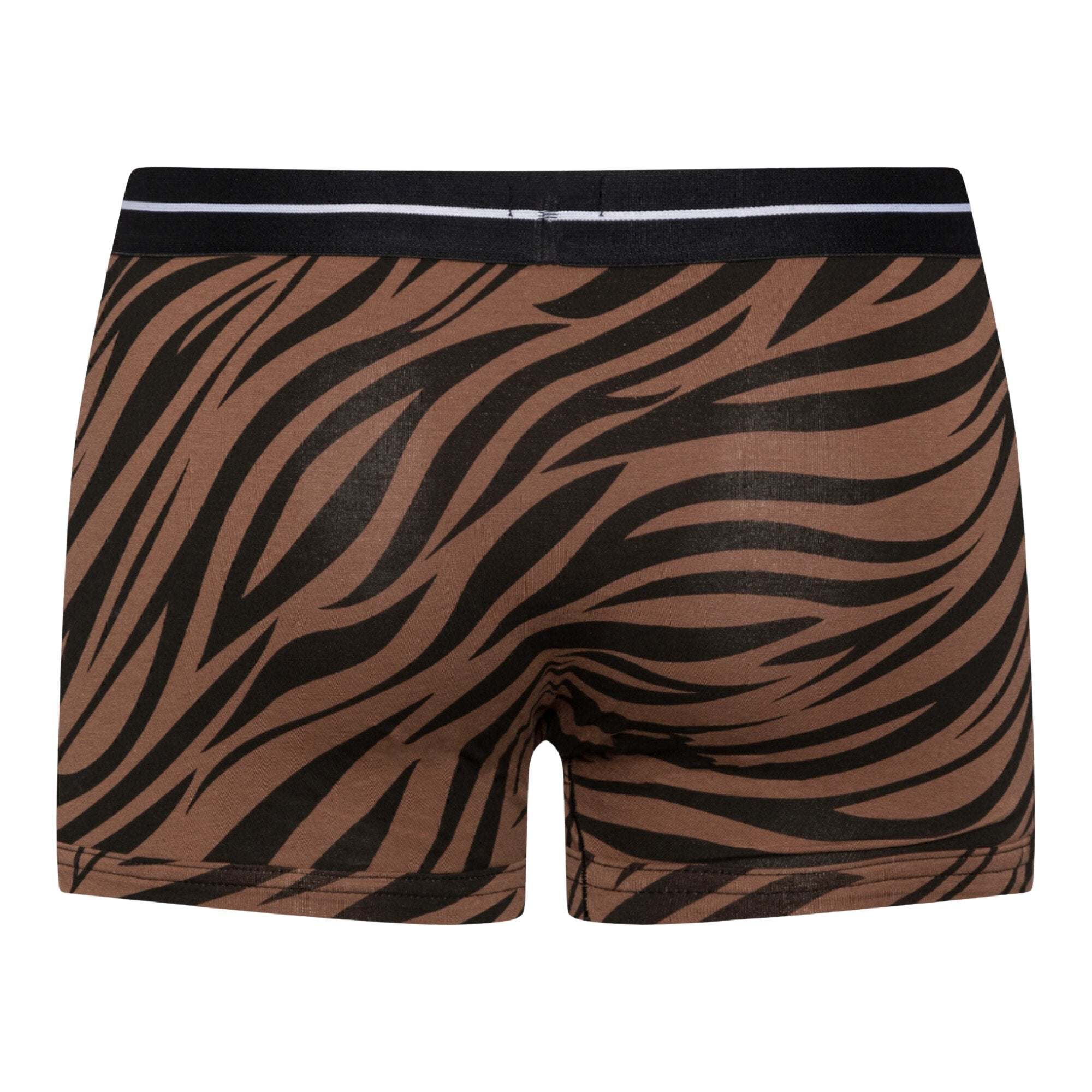 Zebra Boxer Brief 3 pack with coffee brown zebra print and black velvet logo waistband