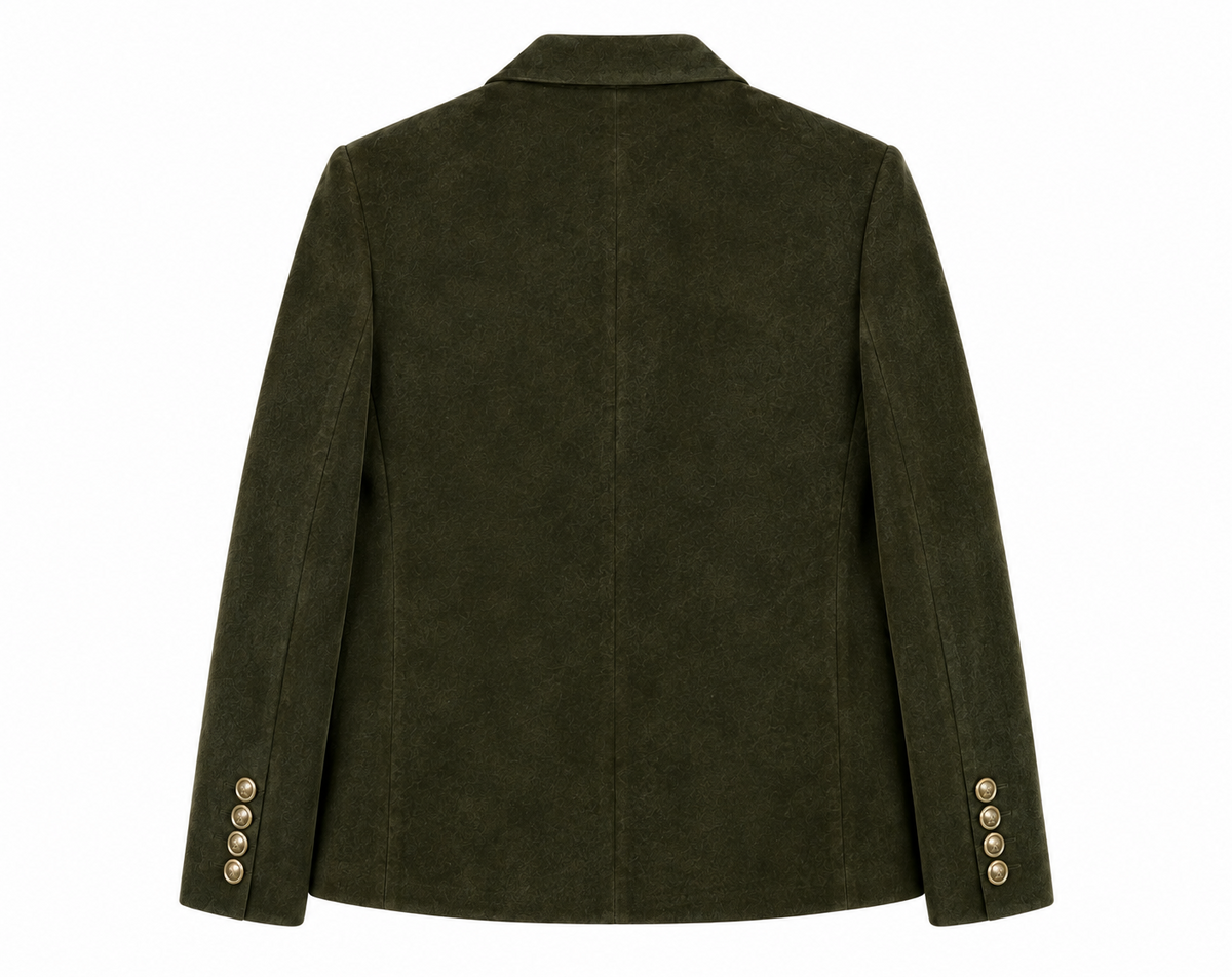 Lavrey Tux Jacket — Dark Green Suede