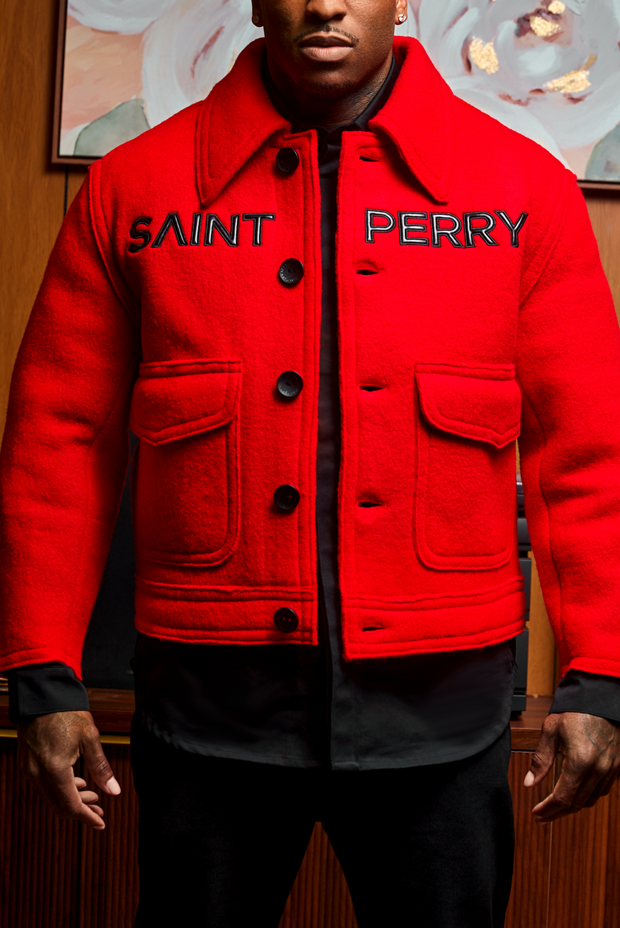 Red Love Boxy Jacket — Men's Luxury Wool Cashmere Jacket | Saint Perry