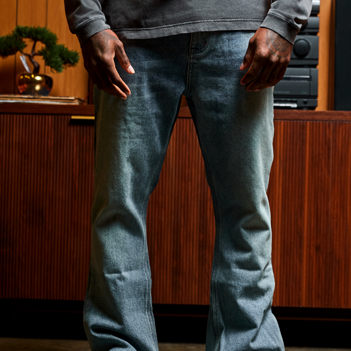 Anglerz. coating flare denim Kan Can | High Rise Flare Dark Blue 