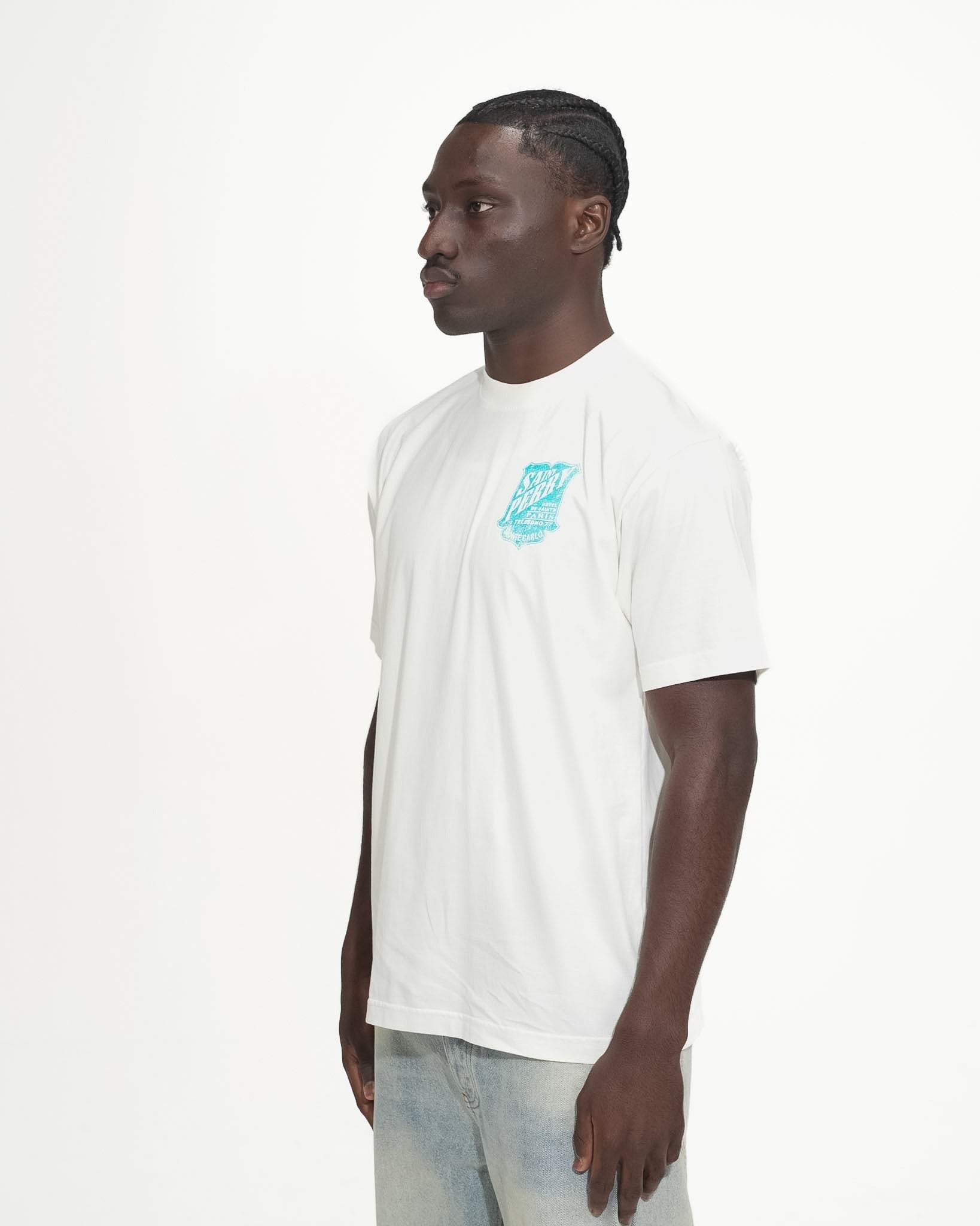 Hotel De Saints Tee off-white back artwork clean modern styling