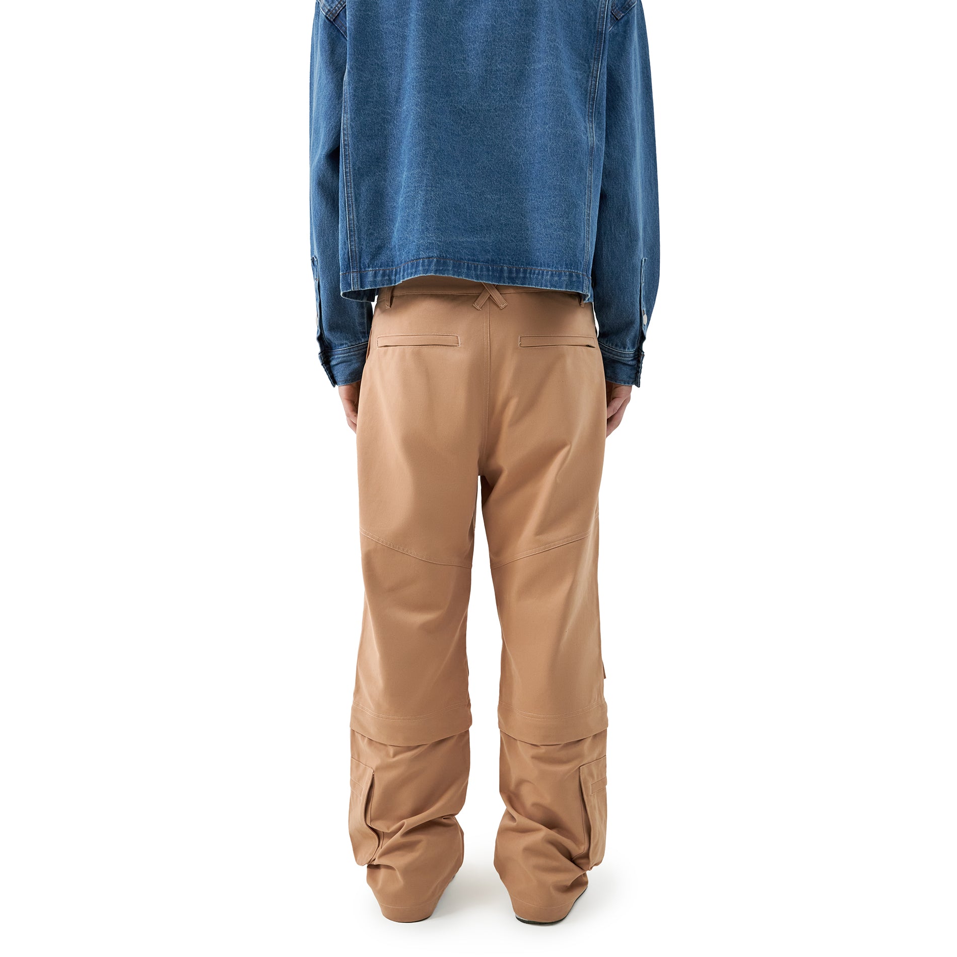 Panelled hard cotton cargo trousers - Dusty Brown