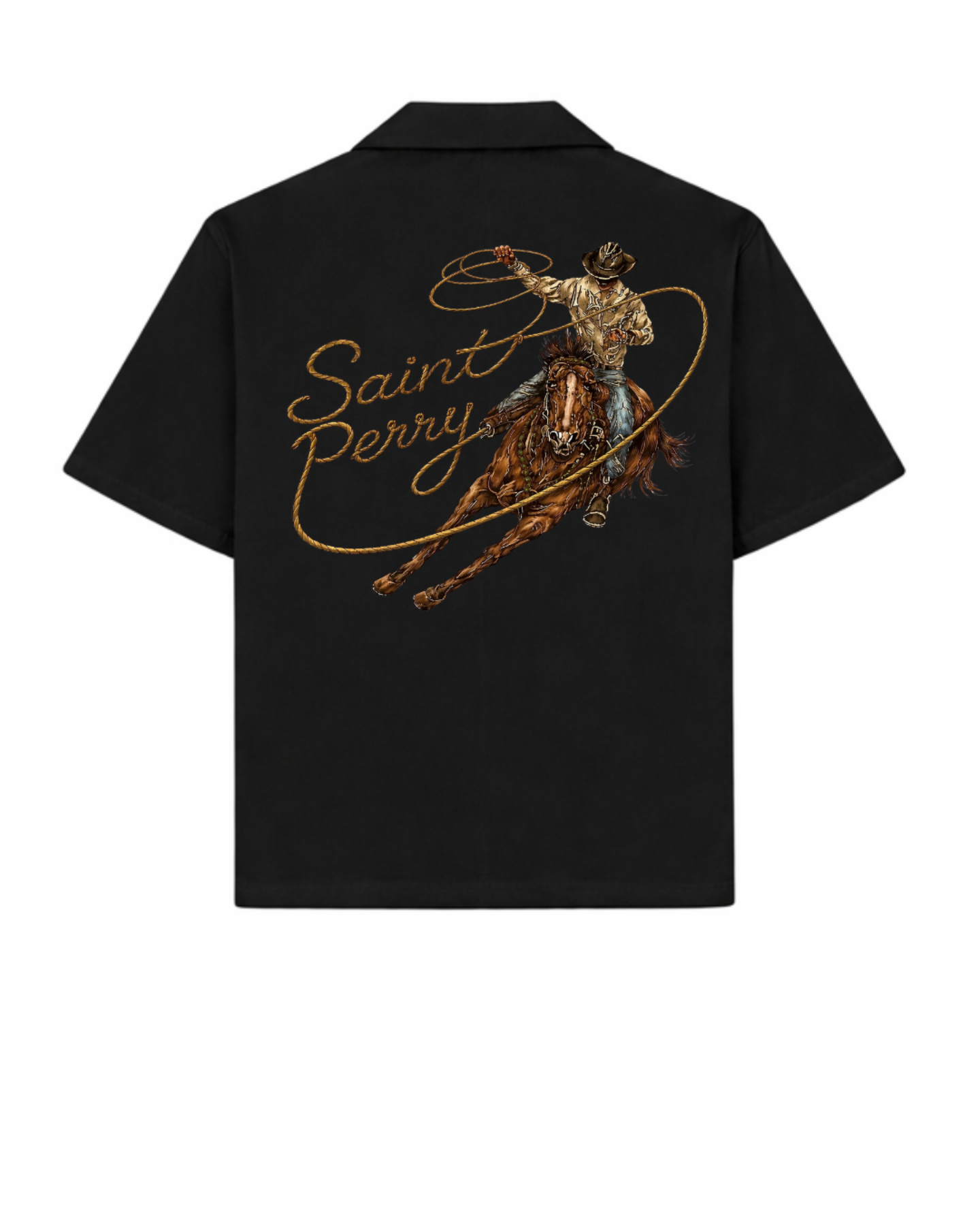 The Lariat Shirt black Western back graphic made in Portugal