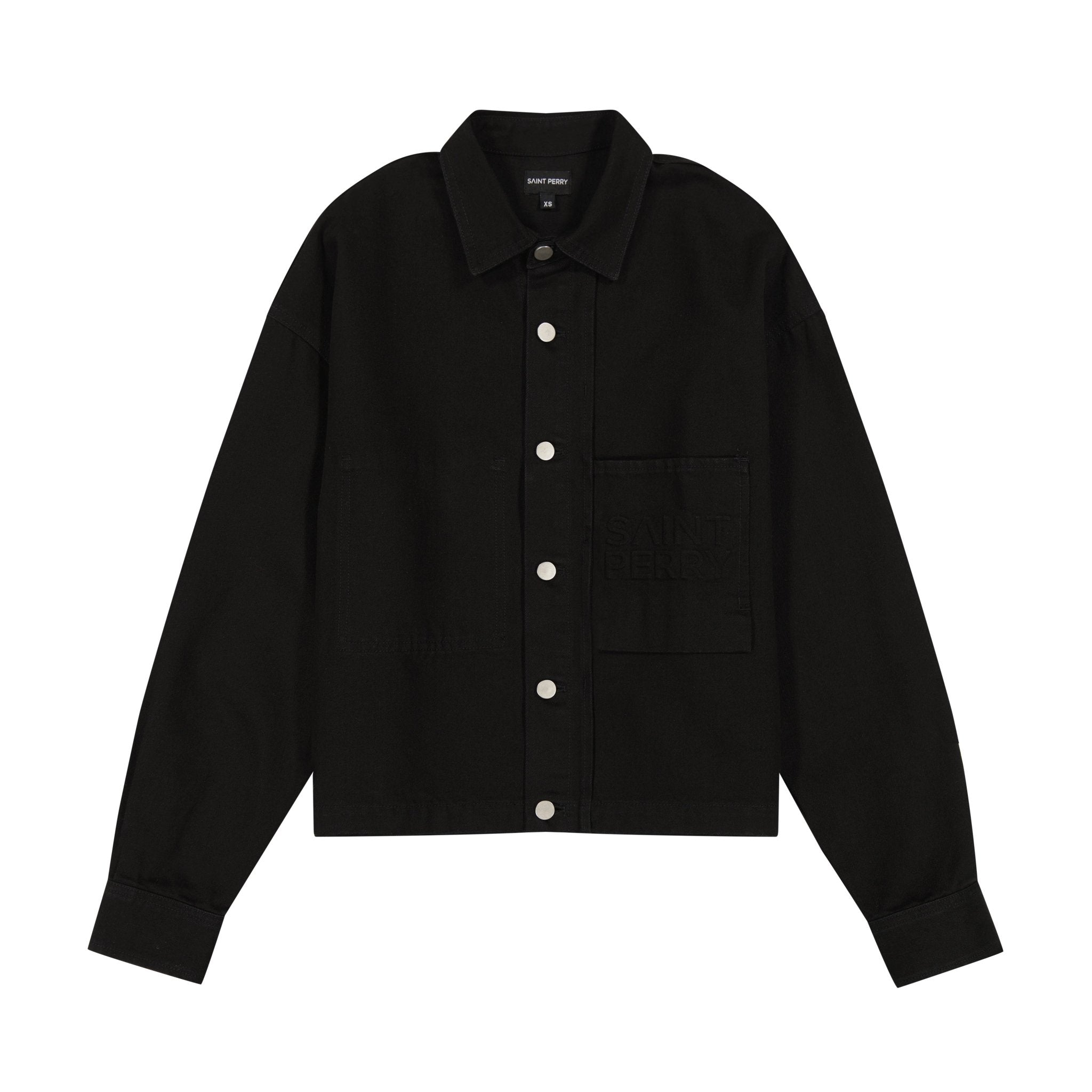 Crop Denim Shirt Black - SAINT PERRY
