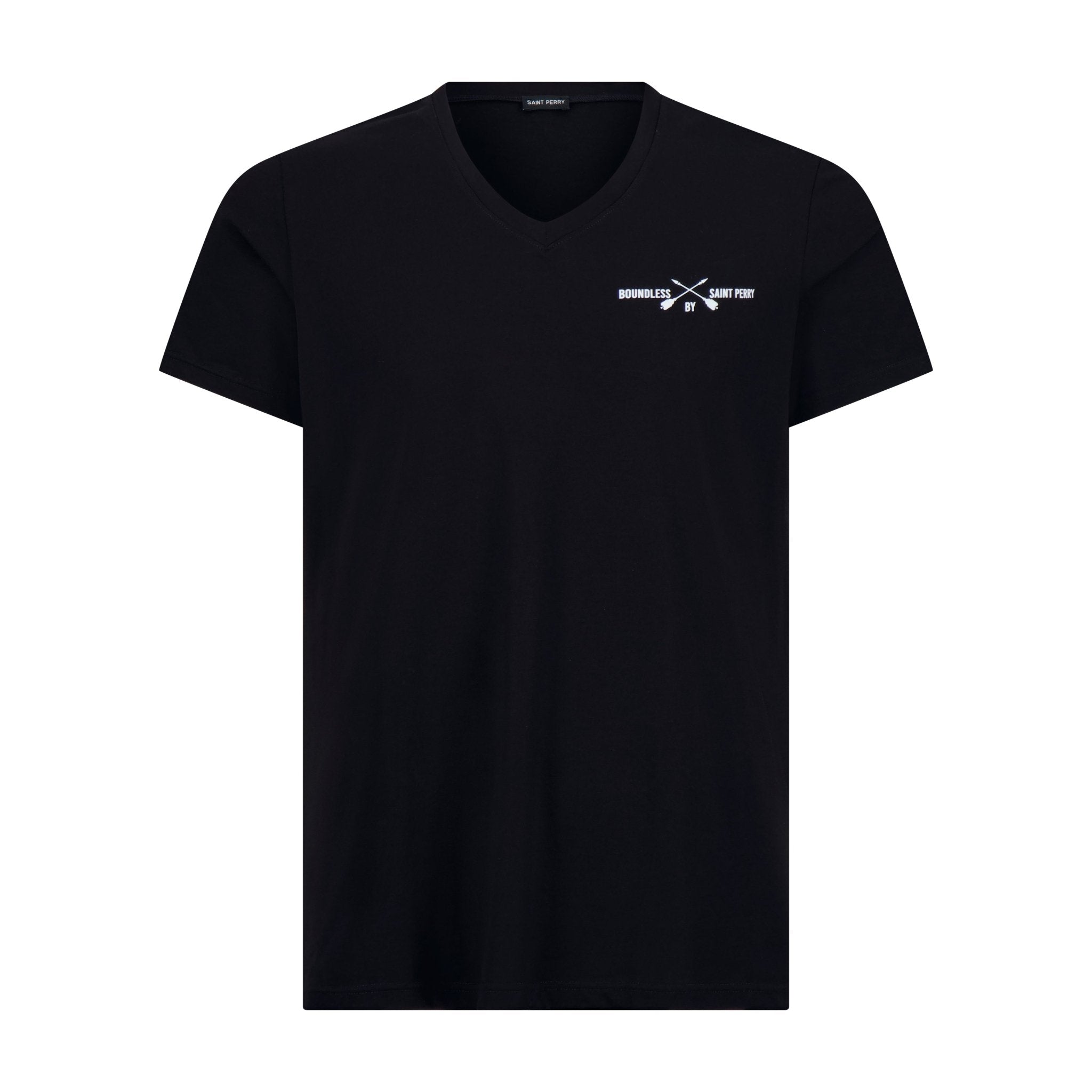 Men's V-Neck Black T-Shirt - SAINT PERRY