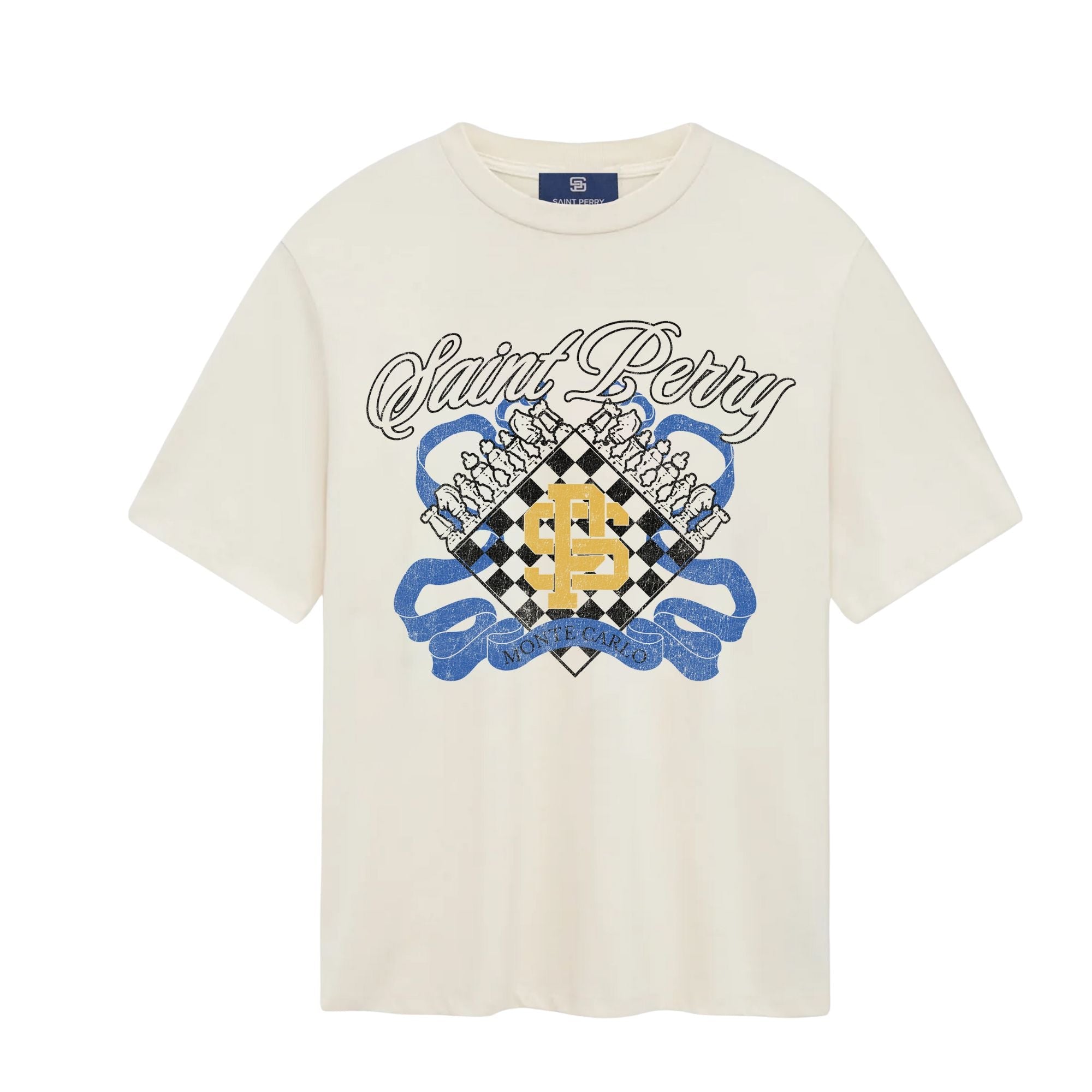 Monte Carlo Chess Crest Tees - Off - White - SAINT PERRY